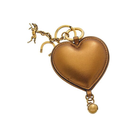 Chloé Symbols Heart Leather Key Ring, Brown - Picture 2 of 2